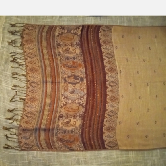 Pashmina Signed 100% Cashmere Vtg Paisley Design Reversib Scarf/Shawl 70x27" - Picture 7 of 14